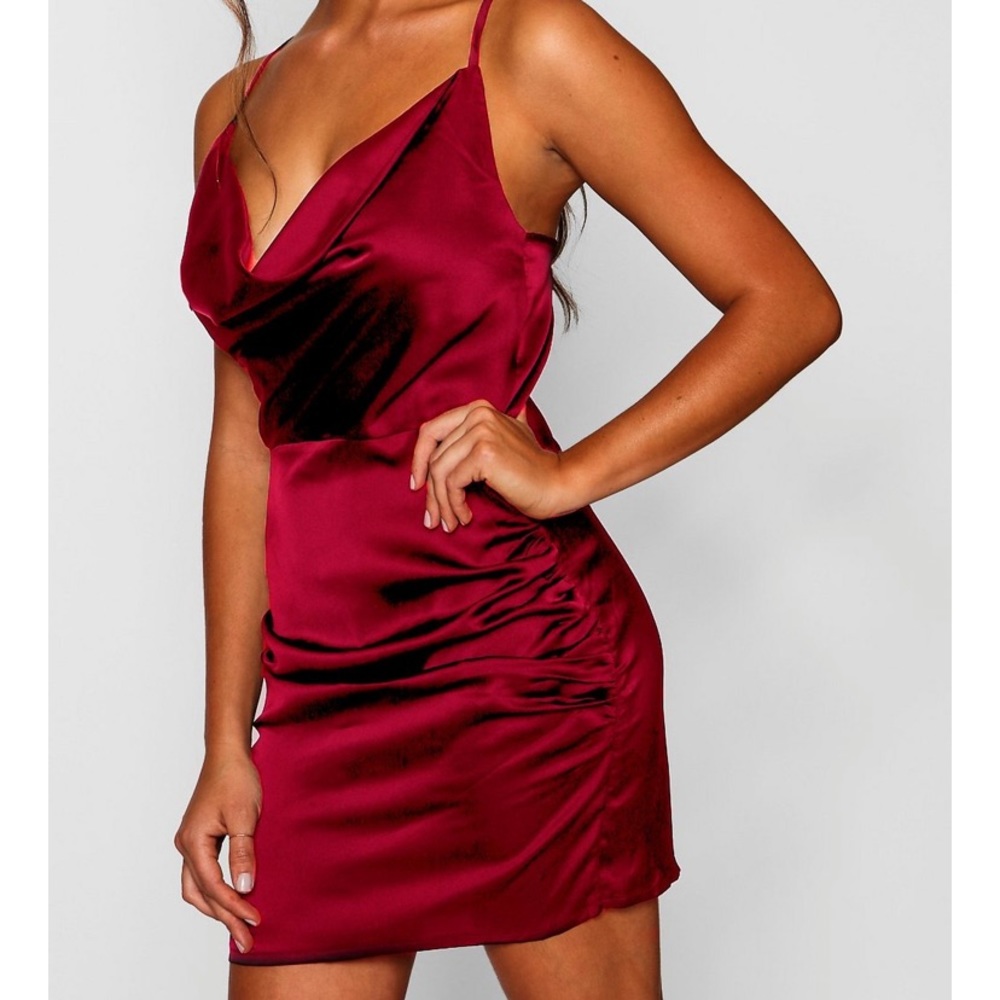 Boohoo satin mini dress